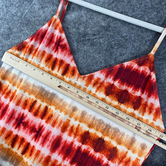 Zara Midi Dress Medium Red Orange Tie Dye Slip Sundress - Picture 9 of 13